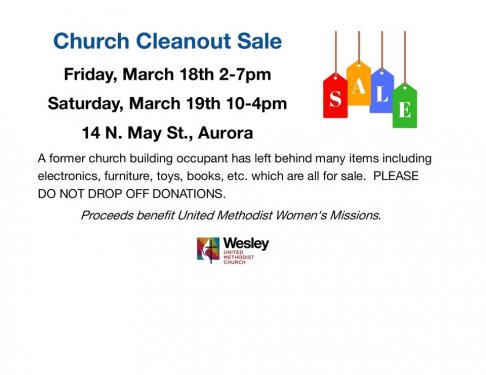 Wesley UMC Church Cleanout Sale - Aurora, IL
