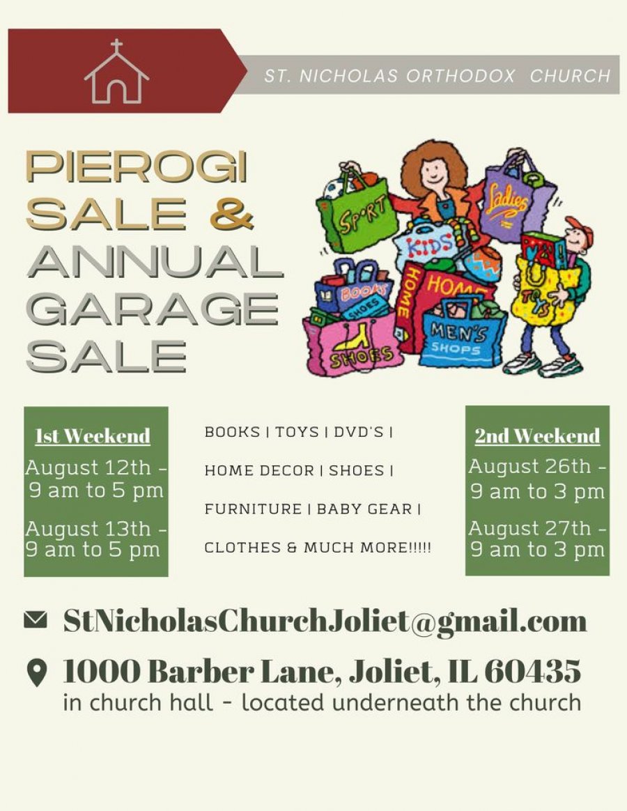 Pierogi Sale and Annual Garage Sale