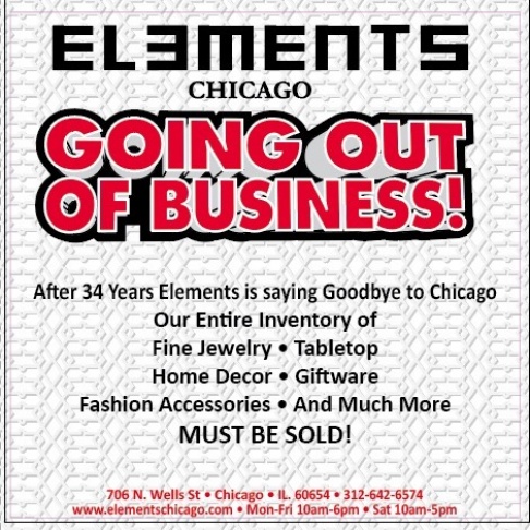 Elements Chicago Going Out of Business Sale